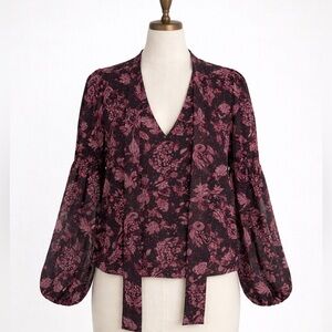 Sanctuary Womens V-Neck Blouse with Tie At Neck Size Medium